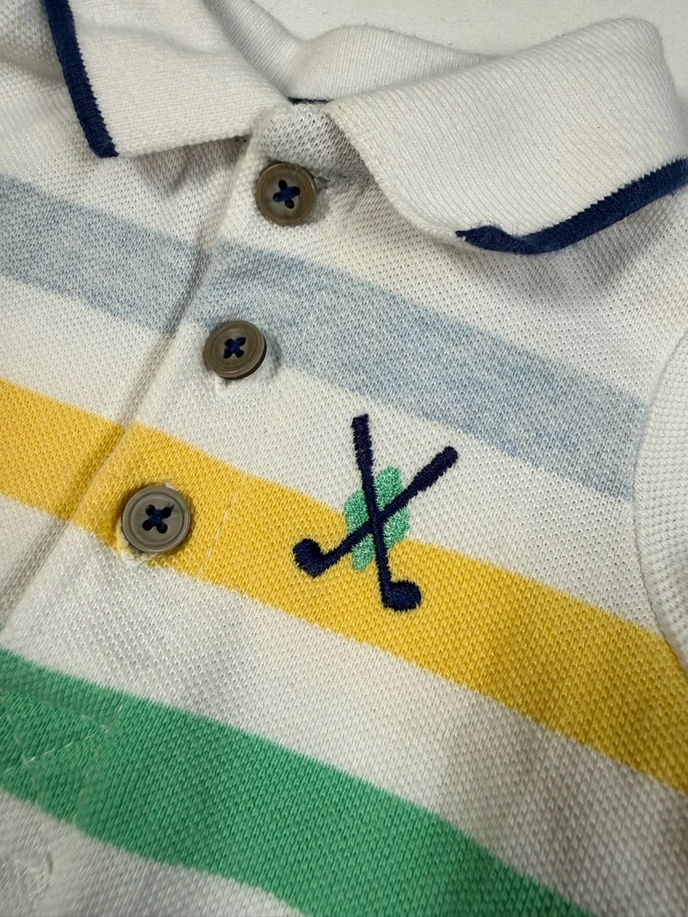 LITTLE ME Baby Boys Golf Polo Romper Striped Shortall Outfit 6M Preppy Nautical‎